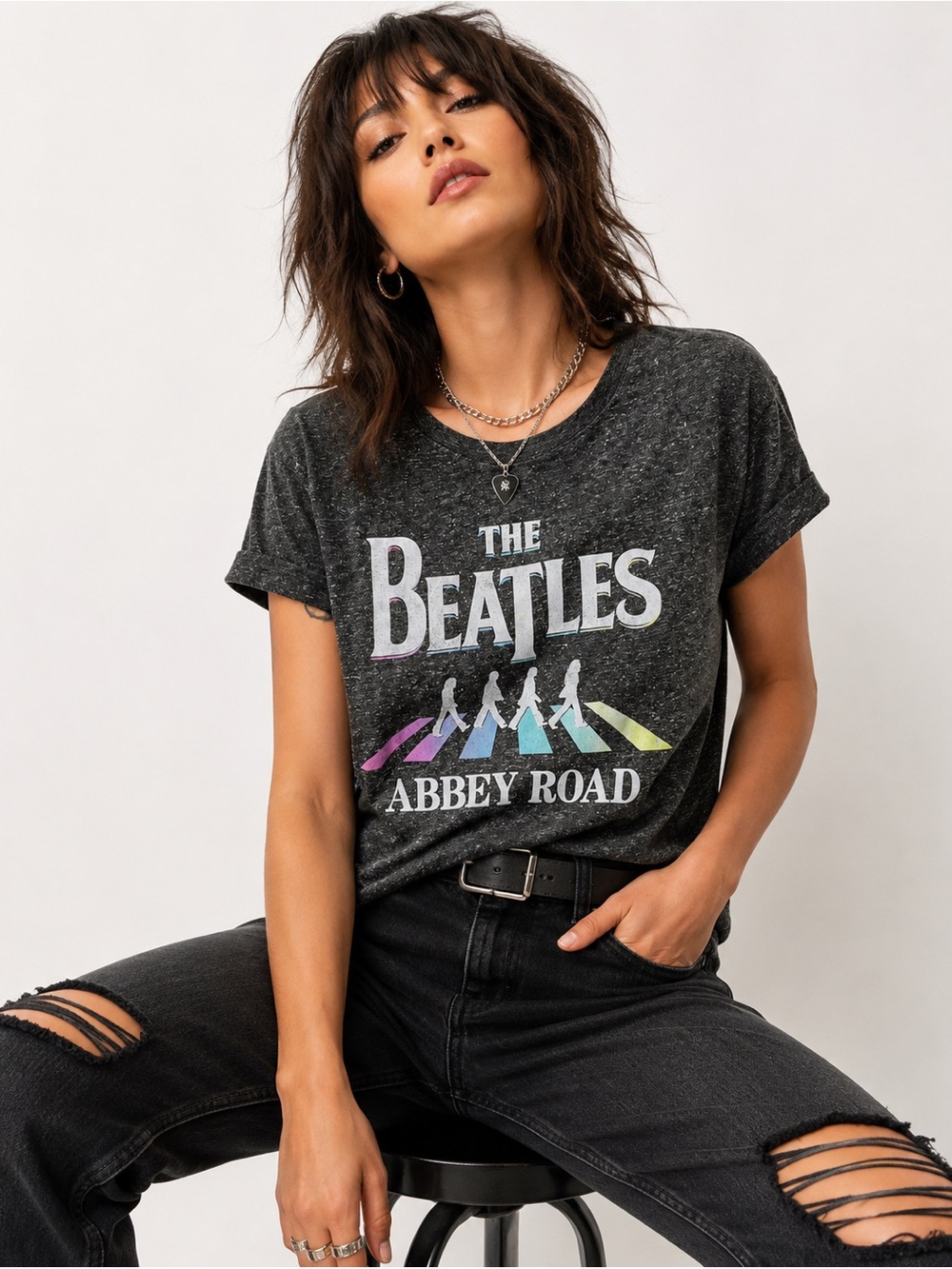 The Beatles Abbey Road Graphic Band Tee | Dark Gray | Size Small